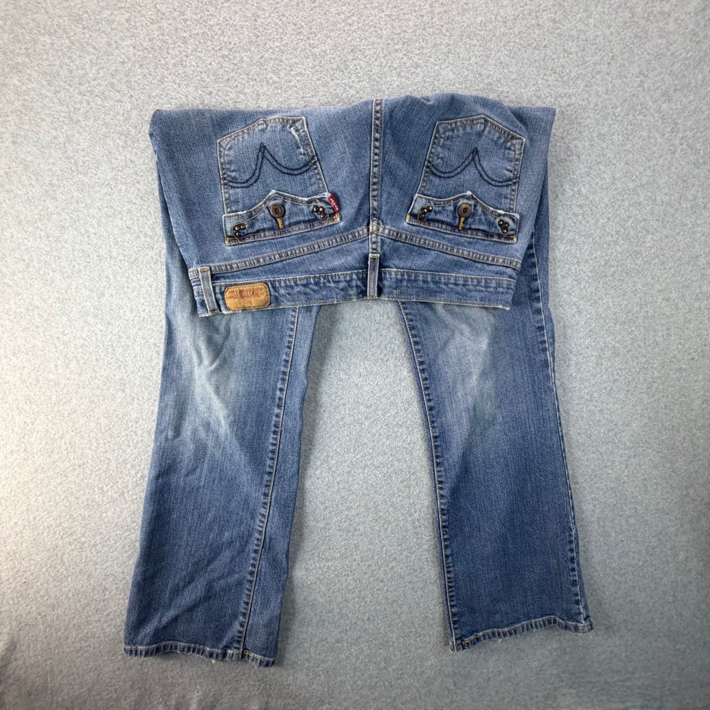 Levis 515 Boot Cut Jeans Womens 10 L Blue Medium Wash Flap Pocket Mid Rise Denim